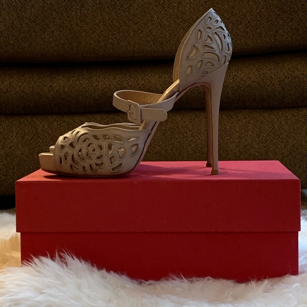Valentino tan open-toe heels